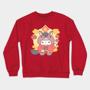 Horse Chinese Zodiac, Wishing Prosperity! Crewneck Sweatshirt